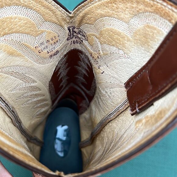 Justin Boots Vintage men’s Western Cowboy Size 19.5D Style 1443 USA Camel - Picture 6 of 11